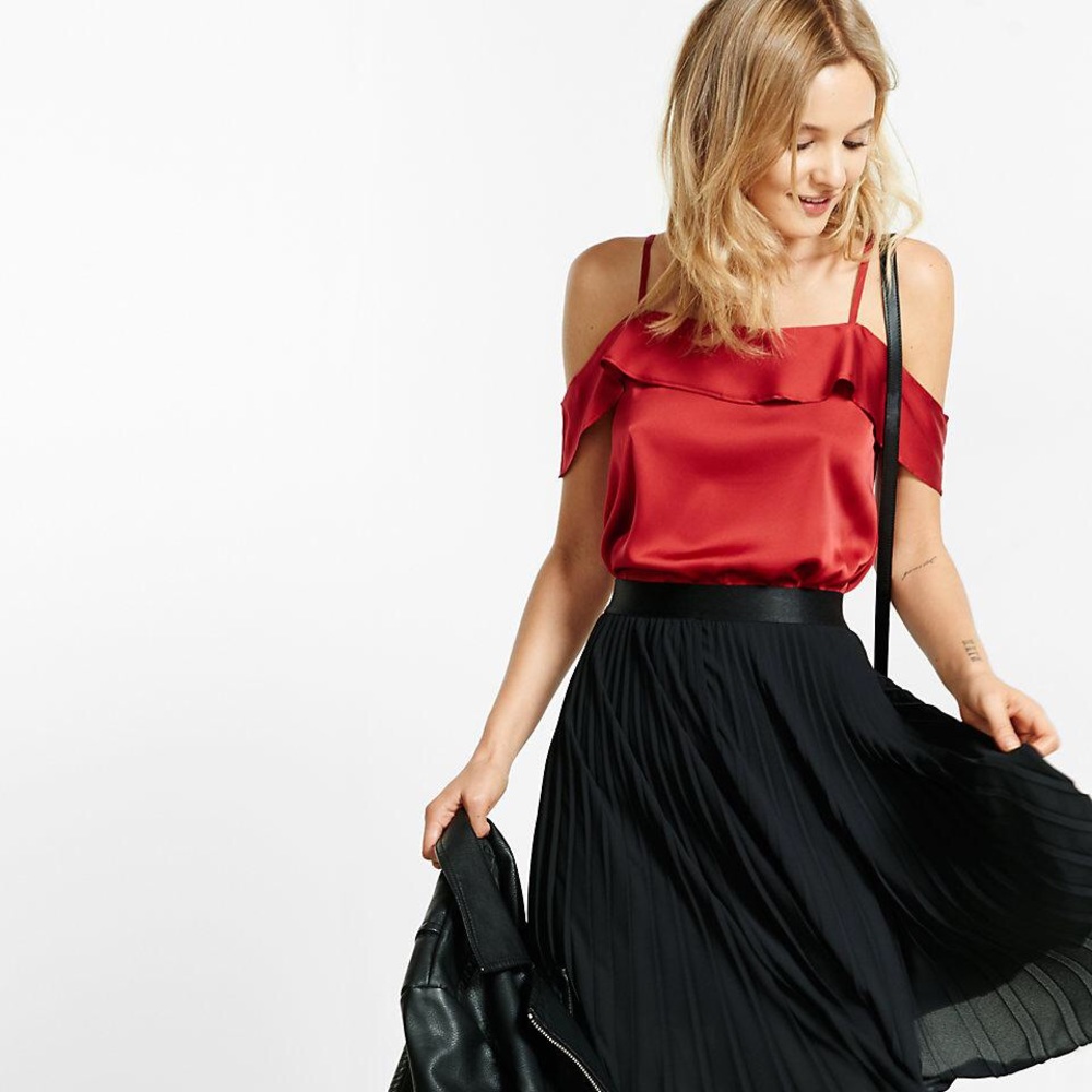 NWOT Silky Red Shoulder Top